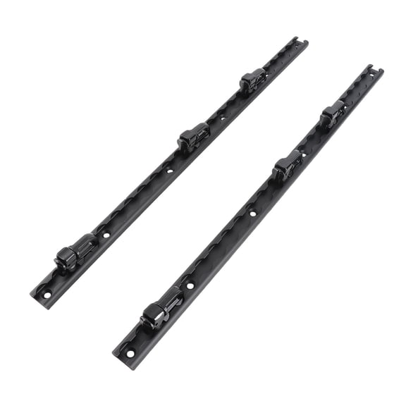 Heavy Duty 24 Inch L Track Tie Down System with Double Stud Fittings and Plugs Black Anodized Aluminum Rails for Truck Beds Cargo Trailers / 23.6 in / 60 cm
