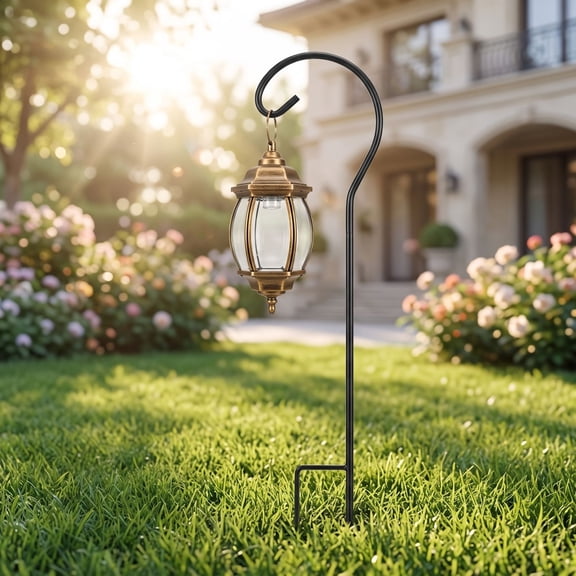 Heavy Duty 24-Inch Outdoor Iron Ground Hook with Two-Prong Base, Weatherproof Curled Metal Hanging Rack Hanger for Garden Yard Wedding Decor, 1-Piece