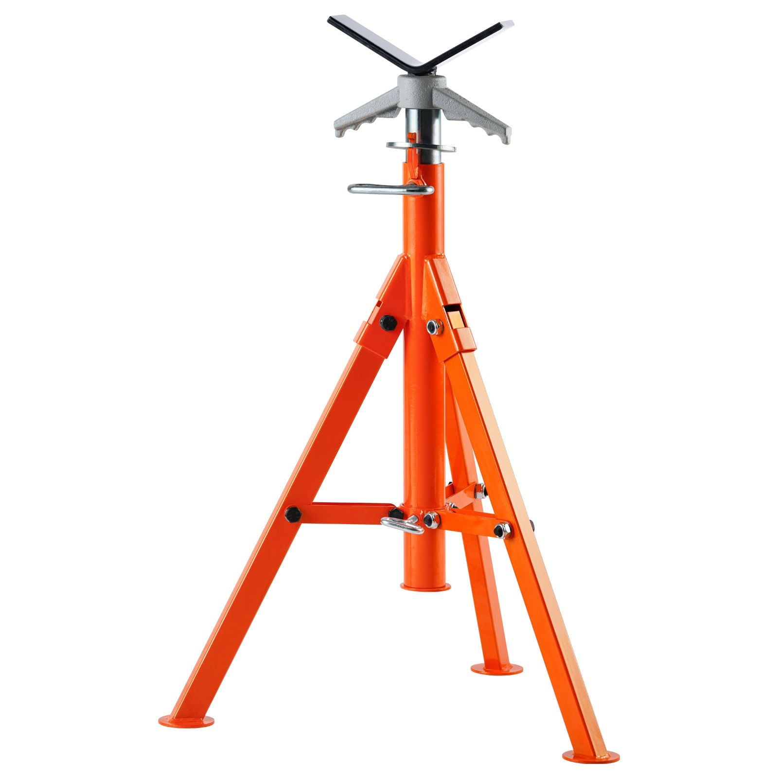 Heavy Duty 2500LBS Capacity Pipe Jack Stand Adjustable Height 27.2 to 52 Inches V Head Design 45 Steel Folding Support for 1/2 to 12 Inch Pipes