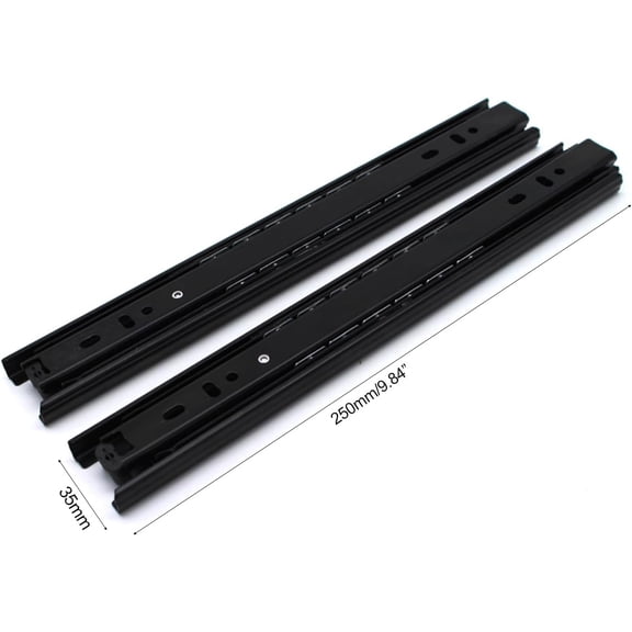 Heavy-Duty 250mm (9.84 Inch) Drawer Slides 2 Pack 35mm Steel Soft Close Runners Silent Full Extension Furniture Rails for Cabinets, Wardrobe Drawers, Desks, Pull-Out Trays Easy Installation