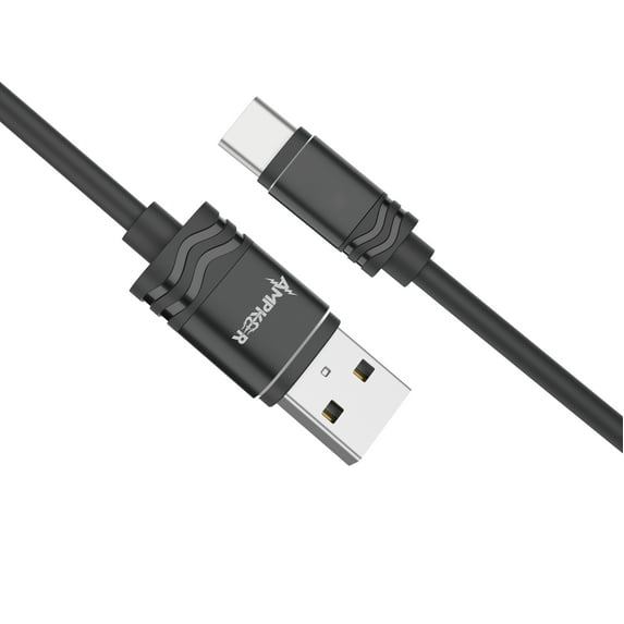 Heavy Duty 2A Type-C to USB Fast Charging Data Transfer Cable for Samsung Galaxy A13, A03s, A02s - 10 Feet - Black