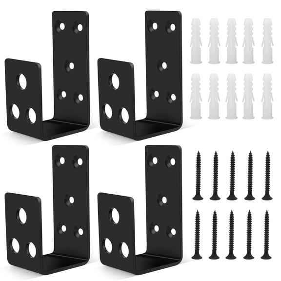 Heavy Duty 2x4 Door Barricade Brackets 4 Pack Black Iron Security Bar