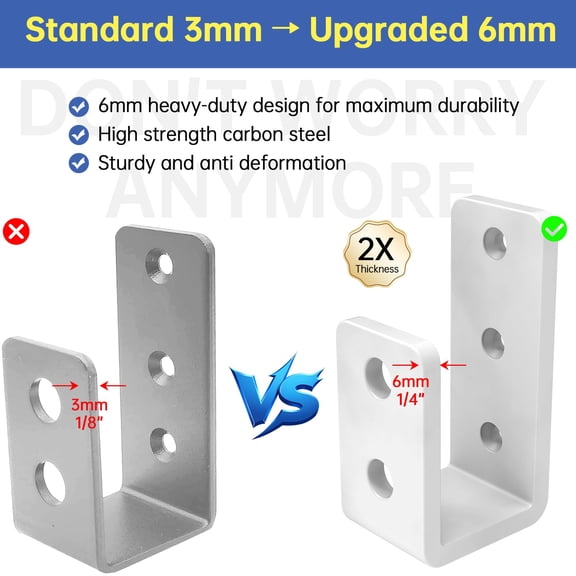 Heavy-Duty 2x4 Door Barricade Brackets U-Shaped Carbon Steel 1.72 lbs