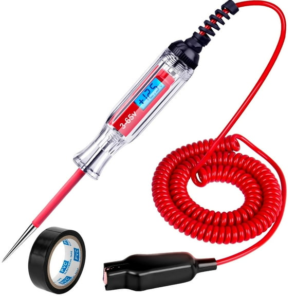 Heavy Duty 3-120V Backlit Digital LCD Circuit Tester, Test Light with 140 Inch Extended Spring Wire, Car Truck Low Voltage & Light Tester with Stainless Probe