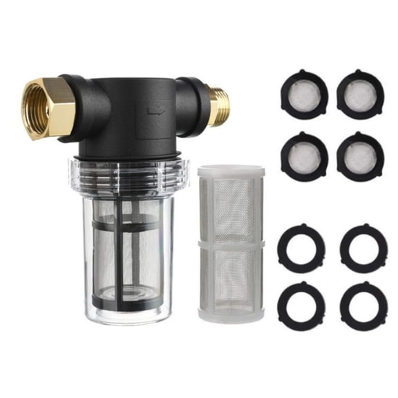 Heavy Duty 3/4" Water Inline Filter For Pressure Washers Metal Meshes Screen Sediment Prevention with Caps and Gaskets