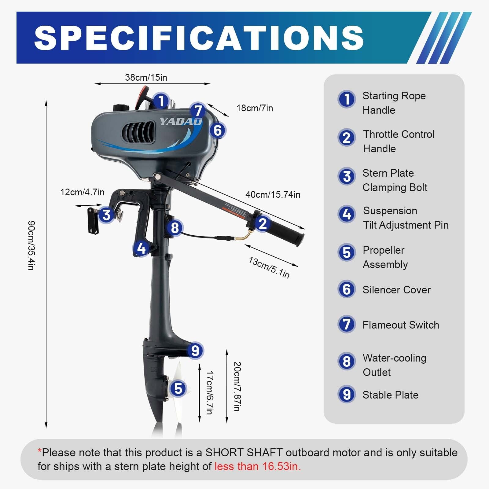 2-Stroke 3.5HP Outboard Motor Fishing Boat Engine with Water Cooling System for Boats Yachts