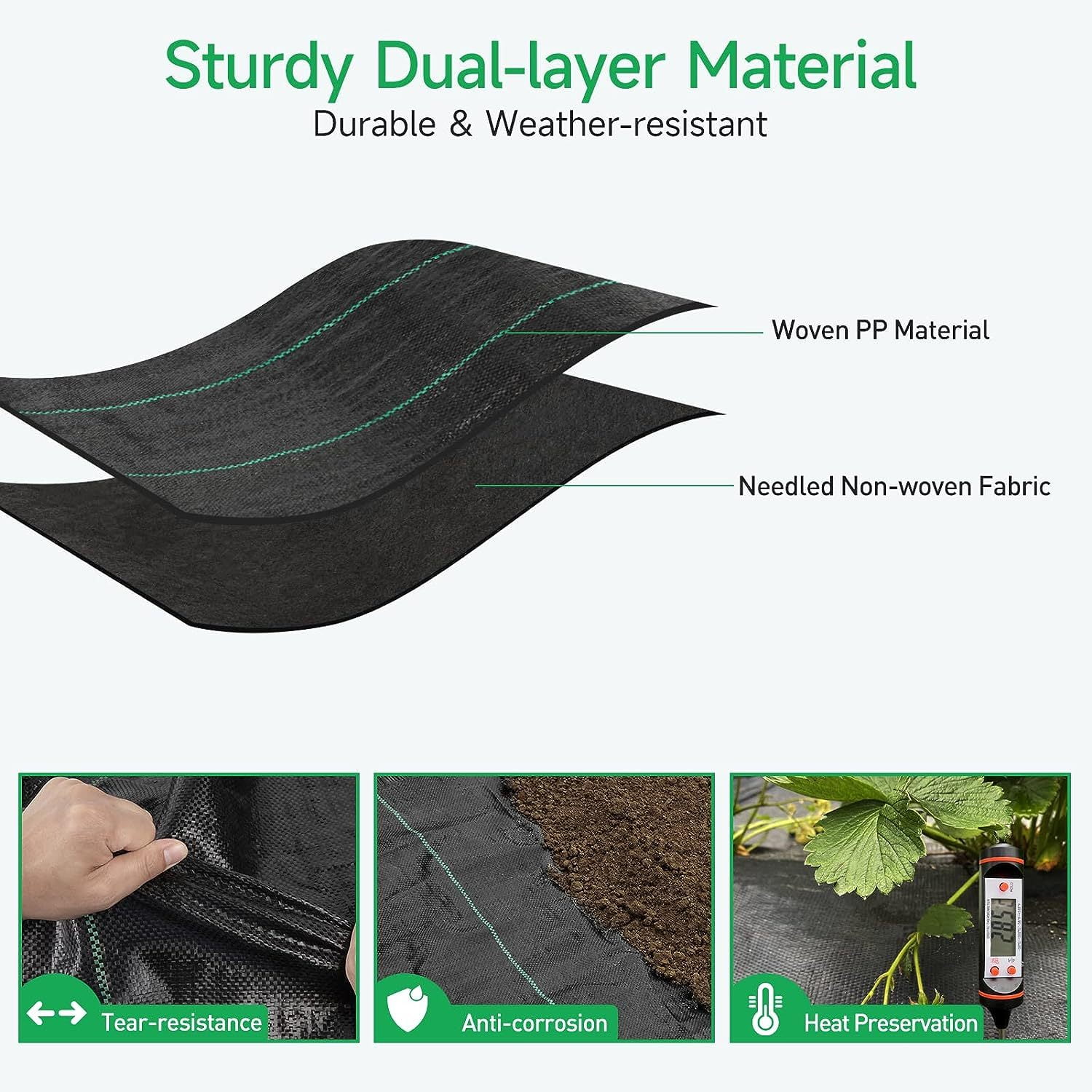 HeavyDuty 3.5oz DualLayer Weed Barrier Landscape Fabric 4ft x 250ft