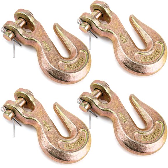 Heavy Duty 3/8 Chain Hooks 6600Lbs G70 Forged Steel Yellow Chromate 4 Pack