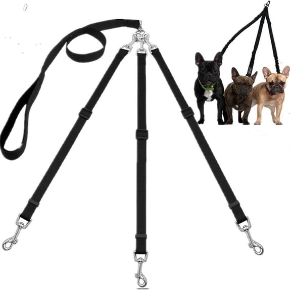 Heavy Duty 3 Dog Leash for Large Dogs No Tangle Detachable 360 Swivel Device with Padded Handle for Two/Three Pets
