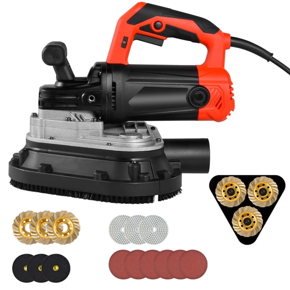 Heavy Duty 3-Head Concrete Planer 2450W, 6-Speed Polisher for Rock Stone and Concrete Grinding