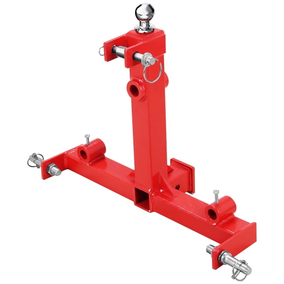 Heavy Duty 3-Point Gooseneck Trailer Hitch 2" Receiver & Gooseneck Ball Drawbar Fits Category 1 Tractors Hay Spear & Towing Attachments Red