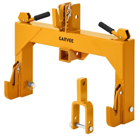 Heavy-Duty 3-Point Quick Hitch for Category 1 Tractors, 3000 lbs Capacity, 2" Receiver, 5-Level Adjustable Top Hook, Reinforced Rib, Fast Implement Change
