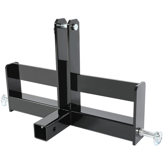 Heavy Duty 3 Point Trailer Hitch with 2" Receiver  Category 1 Tractor Quick Hitch Attachment with Suitcase Weight Brackets, Compatible with Most Implements, Black
