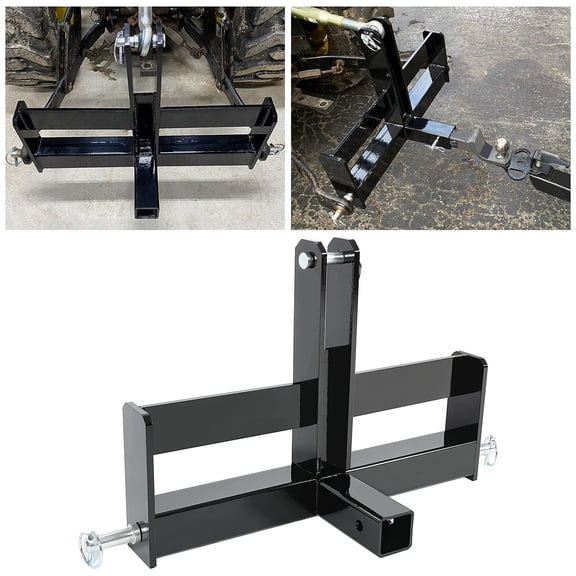 Heavy-Duty 3-Point Trailer Hitch with 2" Receiver - Quick Hitch Drawbar Adapter Attachment, Suitcase Weight Brackets - Fits Category 1 Tractors, Compatible with Three Point Quick Hitch Implements
