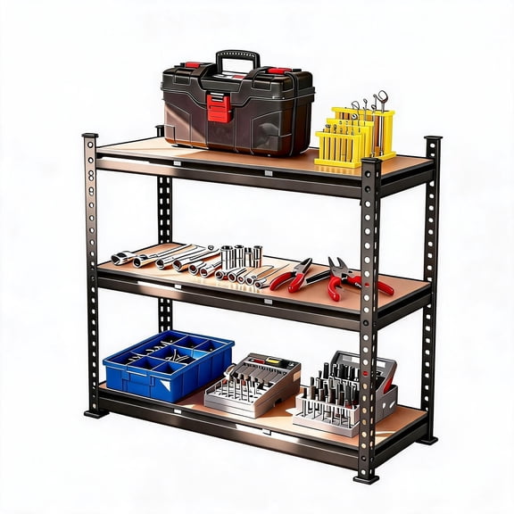 Heavy Duty 3-Tier Adjustable Metal Storage Shelving Unit – 60"L x 24"W x 36"H, 1320 lbs Capacity, Industrial Freestanding Utility Rack for Garage, Basement, Workshop, Warehouse