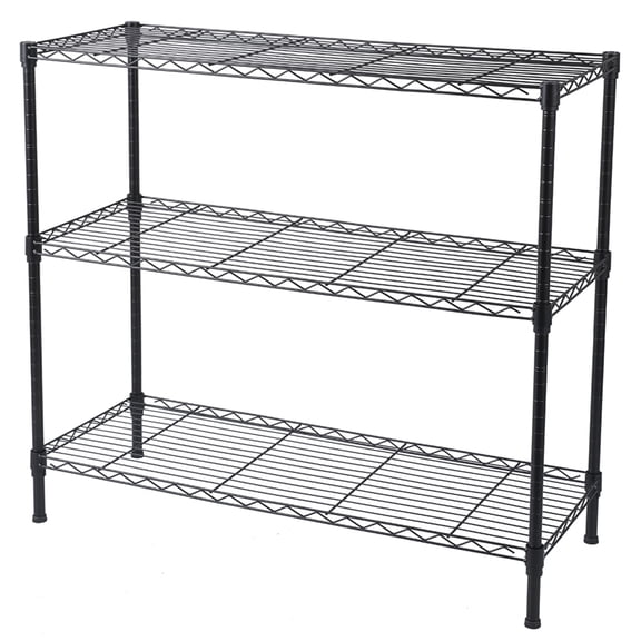 Heavy Duty 3-Tier Black Wire Shelving Unit - Adjustable, NSF Certified Steel Storage Rack 90x35x80cm - Ideal for Kitchen, Garage, Office, Dorm