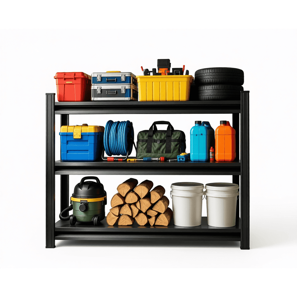 Heavy Duty 3-Tier Garage Shelving Unit, 1200 LBS Capacity, Adjustable ...