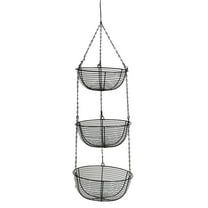 Heavy Duty - 3 Tier Hanging Kitchen Black Fruit Basket