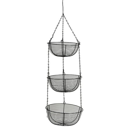 Heavy Duty - 3 Tier Hanging Kitchen Black Fruit Basket