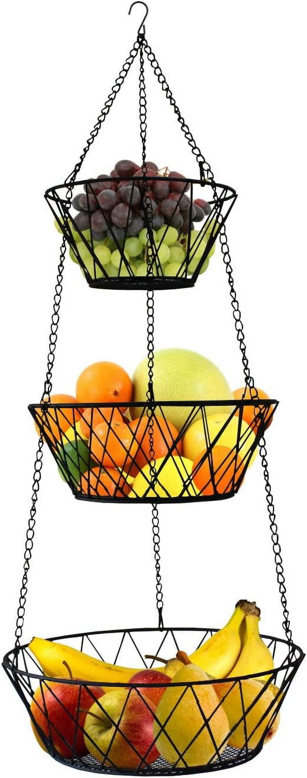 Heavy Duty - 3 Tier Hanging Kitchen Bronze Fruit Basket
