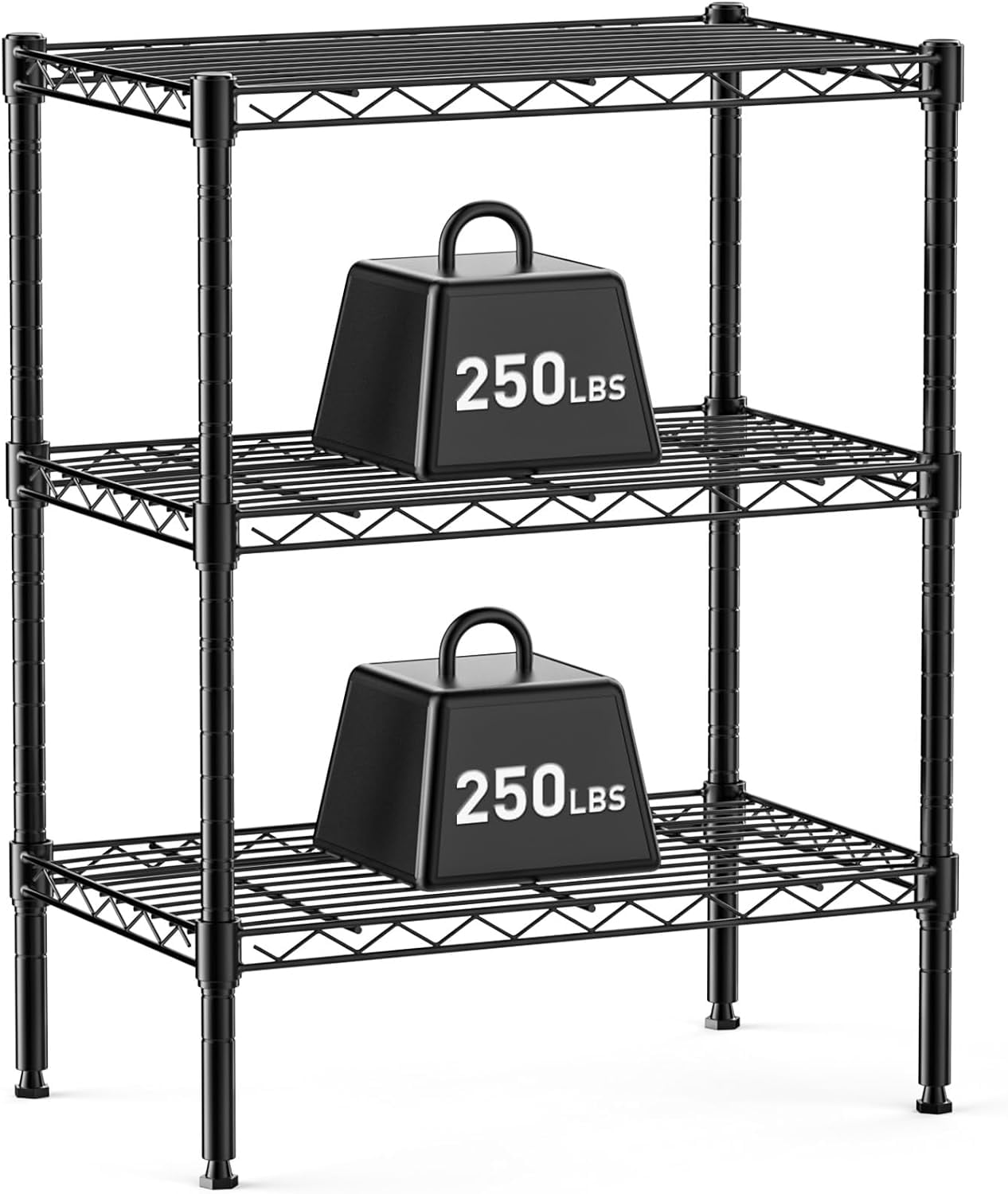 Heavy Duty 3 Tier Metal Wire Rack Shelf with Adjustable Height, Steel ...