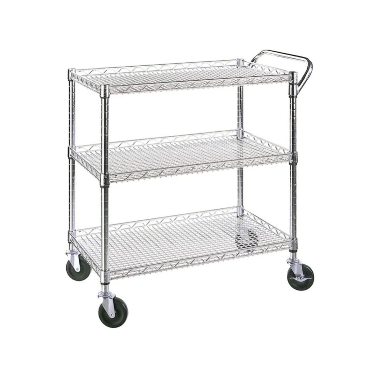 Heavy Duty 3 Tier Rolling Utility Cart Kitchen Cart on Wheels Metal Serving Cart Grade with Wire