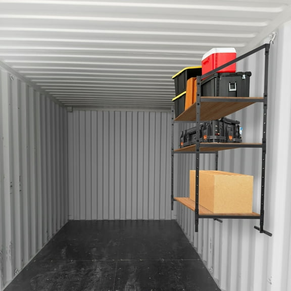 Heavy-Duty 3-Tier Shelving for Shipping Containers | Carbon Steel Trailer Storage Racks | 4-Pack Cargo Organizer Accessory