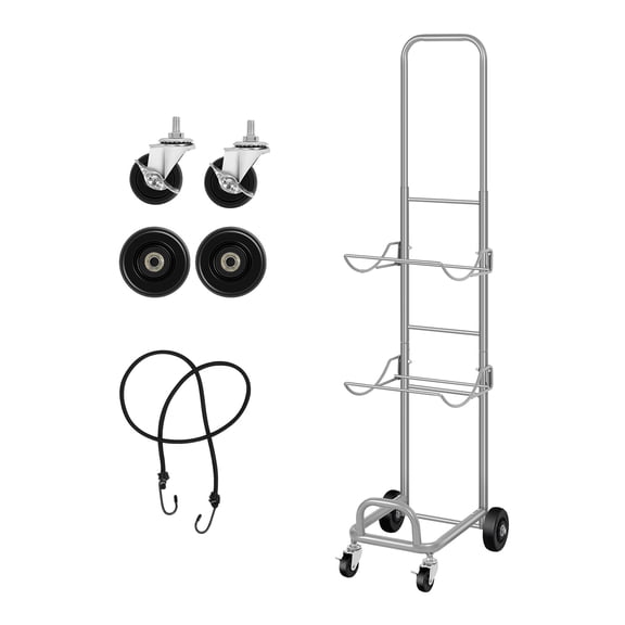 Heavy Duty 3 Tier Water Jug Holder with Wheels, Water Bottle Holder Organizer with Lockable Casters , Adjustable Height, Silver