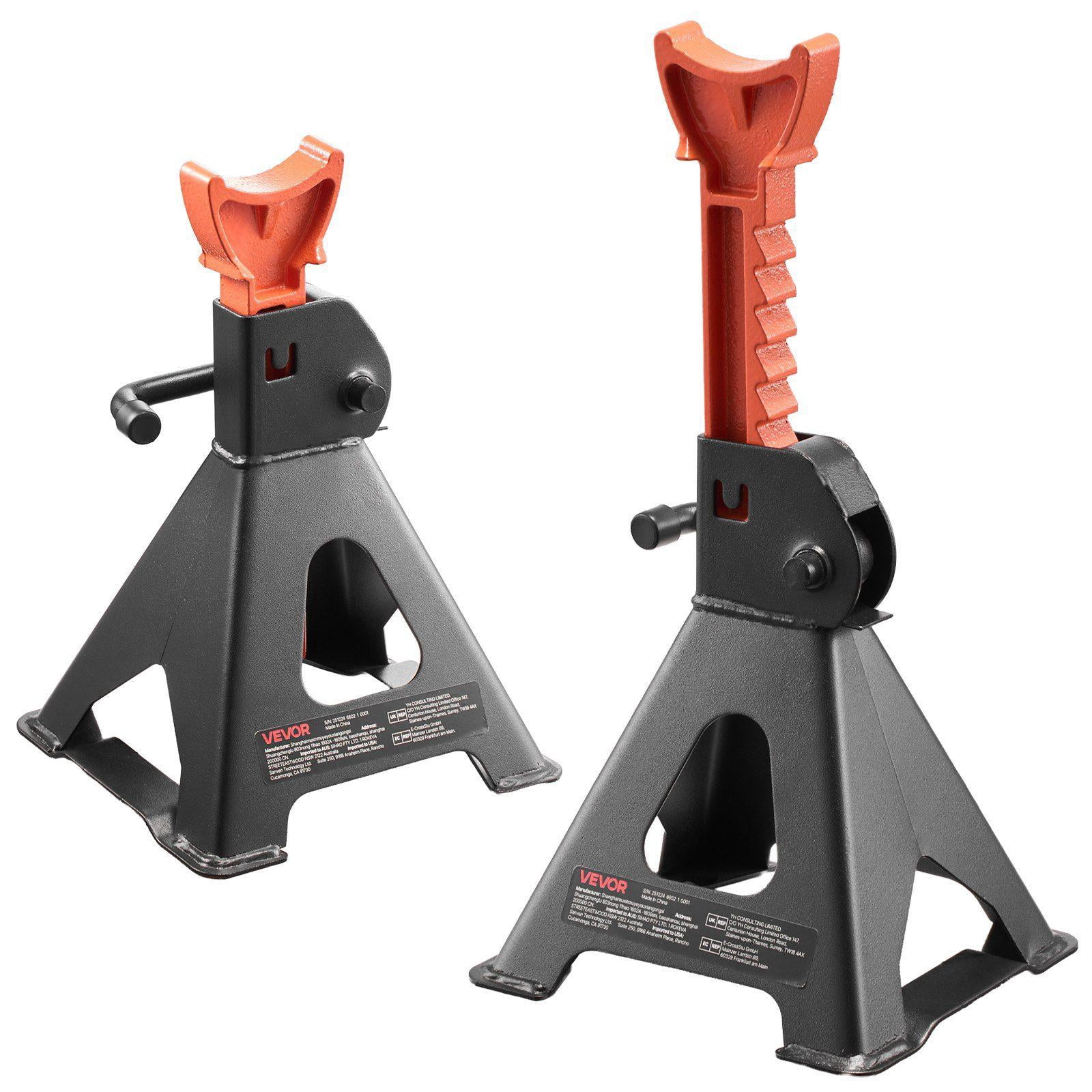 Heavy Duty 3 Ton 6600 lbs Capacity Steel Jack Stands Adjustable Height 10.8-16.3 in with Locking for SUV Pickup Car UTV ATV 1 Pair Black Orange