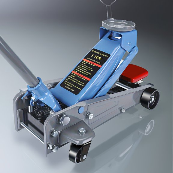 Heavy-Duty 3-Ton Floor Jack with Smooth-Rolling Wheels for Safe and Rapid Vehicle Lifting, Features 460mm Maximum Height and 5.31 to 18.11 Inch Range, Ideal for Multiple Car Models