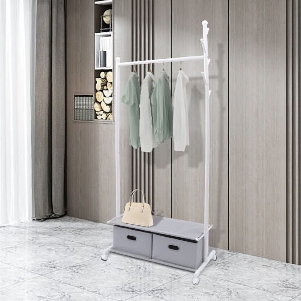 Heavy Duty 3-in-1 Clothing Rack with Drawers Casters 165.34lbs Load ...