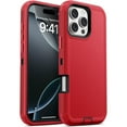 thumbnail image 1 of Heavy Duty 3-in-1 Rugged Full Cover Shockproof Case for Apple iPhone 16 Pro – Red, 1 of 8