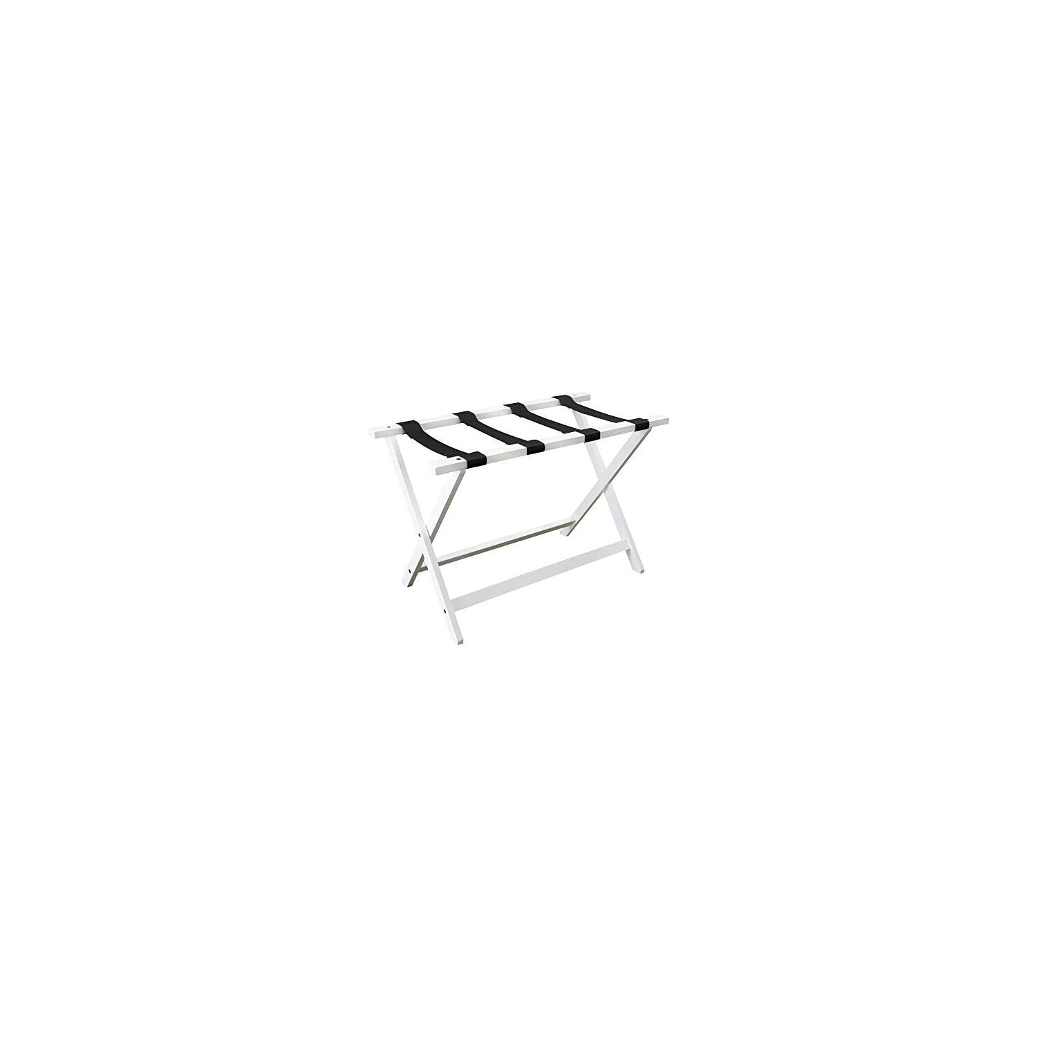 Extra Wide White Solid Wood Foldable Luggage Rack