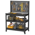 thumbnail image 1 of Heavy Duty 3000lbs Capacity Work Bench with Pegboard, Wheels & Adjustable Shelves, Garage Tool Cart, 1 of 6