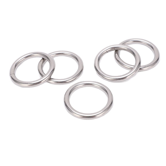 Heavy Duty 304 Grade Stainless Steel Round O Rings Marine Grade Seamless Welding Metal Loop for Sailing Boat Diving and Yoga, 5 Pack, 1.18 inches / 3.0 cm
