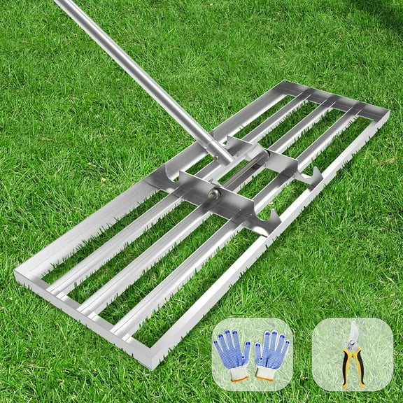 Heavy Duty 30x10 Inch Lawn Leveling Rake, Professional Grade Landscape Leveler Tool with Stainless Steel Handle for Garden, Backyard, Golf Course and Farm