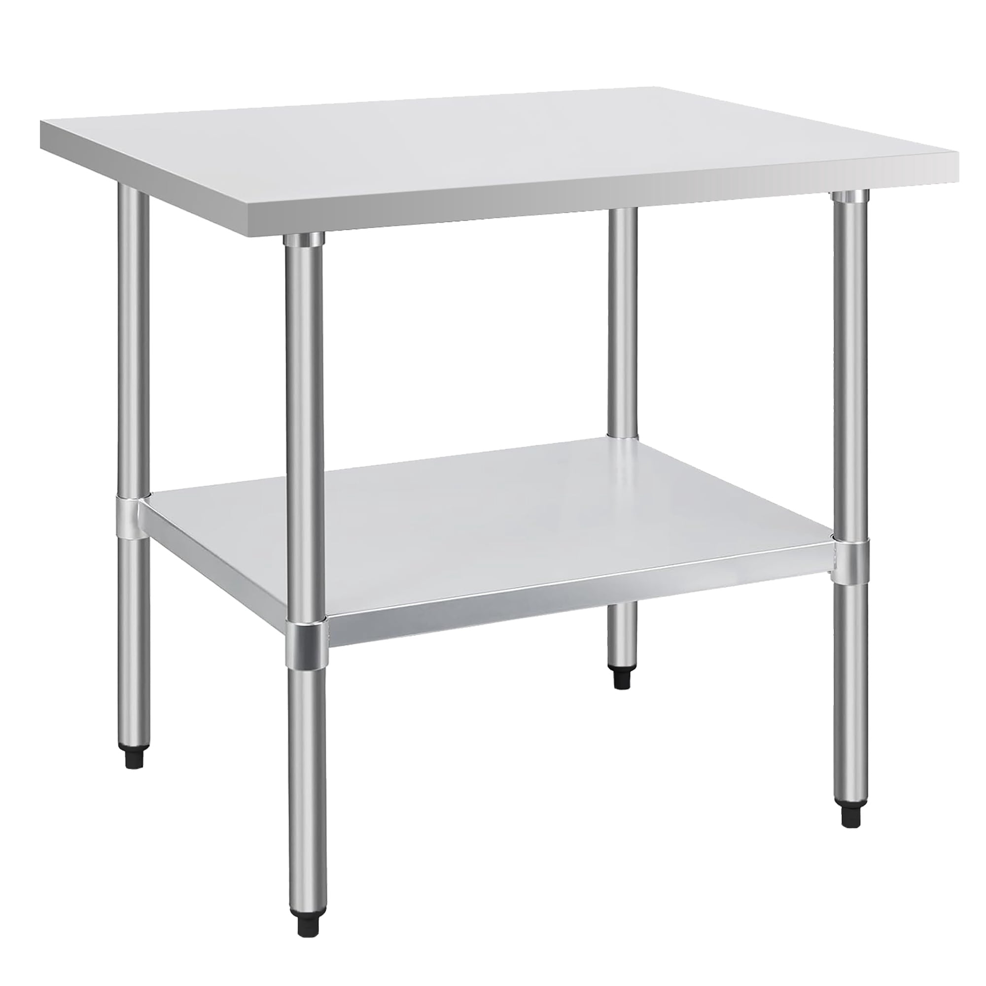 Heavy-Duty 30x36-Inch Commercial Stainless Steel Work Table with Undershelf, NSF-Certified Kitchen Prep Table, Silver