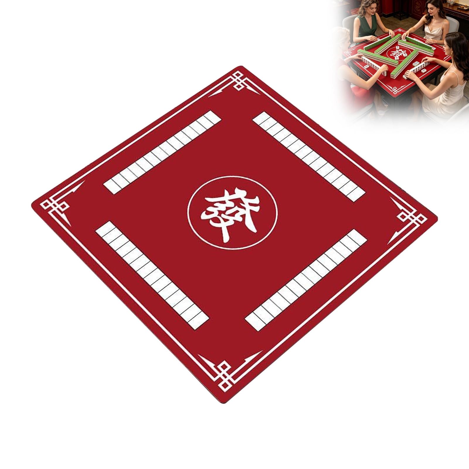 Heavy Duty 31.5 x 31.5 Inch Mahjong Table Mat Non Slip Noise Reducing Cover for Tile Game Poker Cards and Dominoes