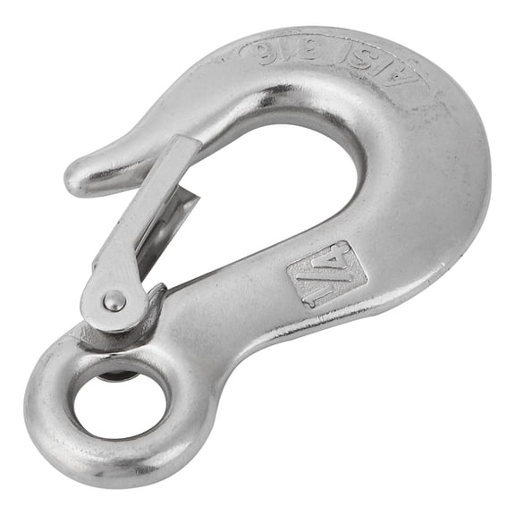 Heavy Duty 316 Stainless Steel Clevis Slip Hook with Safety Latch for Rowing Boat Kayak Marine Rigging Hardware Accessories Perfect for Lifting and Towing 1/4 inches / 6.35 mm Size Silver