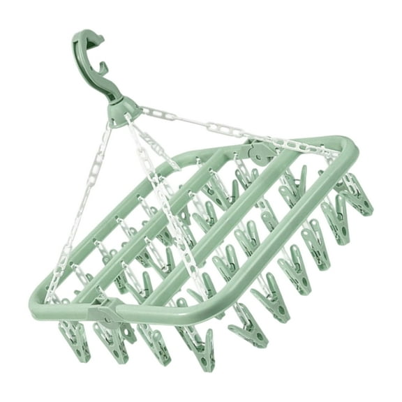 Heavy Duty 32 Clips Garment Hanger For Large Laundry Loads Foldable Space Saving Design Clothes Drying Rack