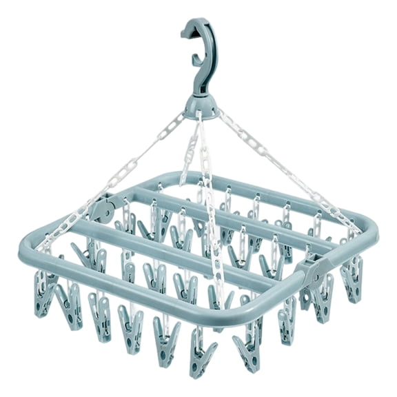 Heavy Duty 32 Clips Garment Hanger For Large Laundry Loads Foldable Space Saving Design Clothes Drying Rack