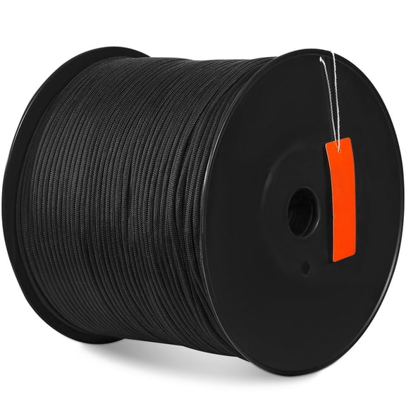 Heavy-Duty 32-Strand Nylon Rope, 3/16" x 1000 ft, 720 LB Capacity for Outdoor, Arborist&Emergency Use, Black