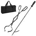 thumbnail image 1 of Heavy Duty 32 inch Long Campfire Bonfire Poker Stick 25 Inch Fireplace Tong with Travel Bag, Fire Pit Wood Stove Accessories Tools Log Grabber, Rust Resistant, Black Finish for Indoor and Outdoor use, 1 of 9