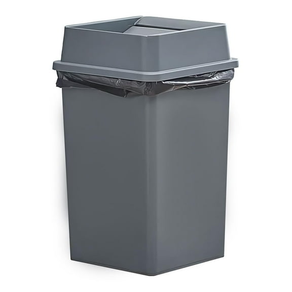 Heavy-Duty 35 Gallon Recycling Bin with Swing Lid, Square Trash Can, Commercial Garbage Bin, Durable Waste Container, Waste Bin, Plastic Wastebasket for Restaurants, Office, Kitchen, Garage