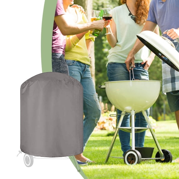 Heavy Duty 35 Inch Round Charcoal Kettle Grill Cover | BBQ Barbecue Grill Protector with Windproof Drawstring | Waterproof & UV Resistant Cloth Material | 1-Pack