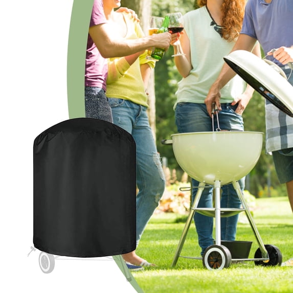 Heavy Duty 35 Inch Round Charcoal Kettle Grill Cover | BBQ Barbecue Grill Protector with Windproof Drawstring | Waterproof & UV Resistant Cloth Material | 1-Pack