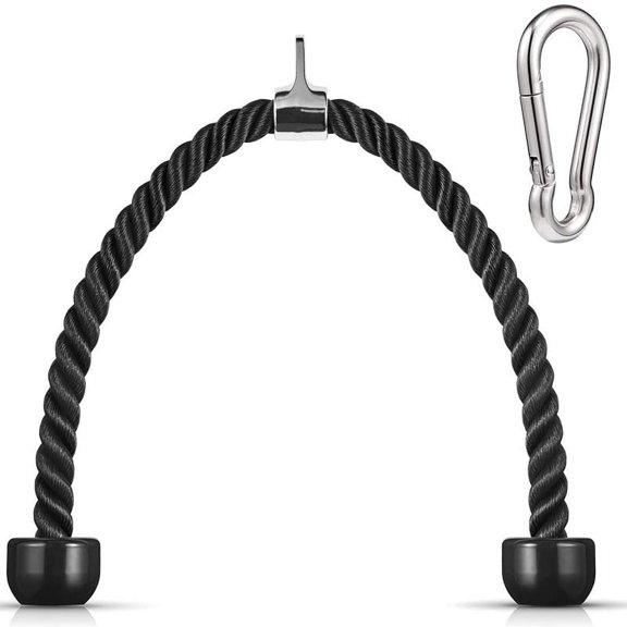 Heavy Duty 36-Inch Tricep Pull Down Rope with Snap Hook - Fitness Attachment for Home Gym