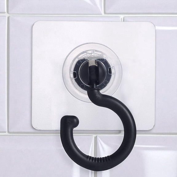 Heavy Duty 360 Degree Rotating Adhesive Wall Hook for Kitchen Office Black 1 Pack
