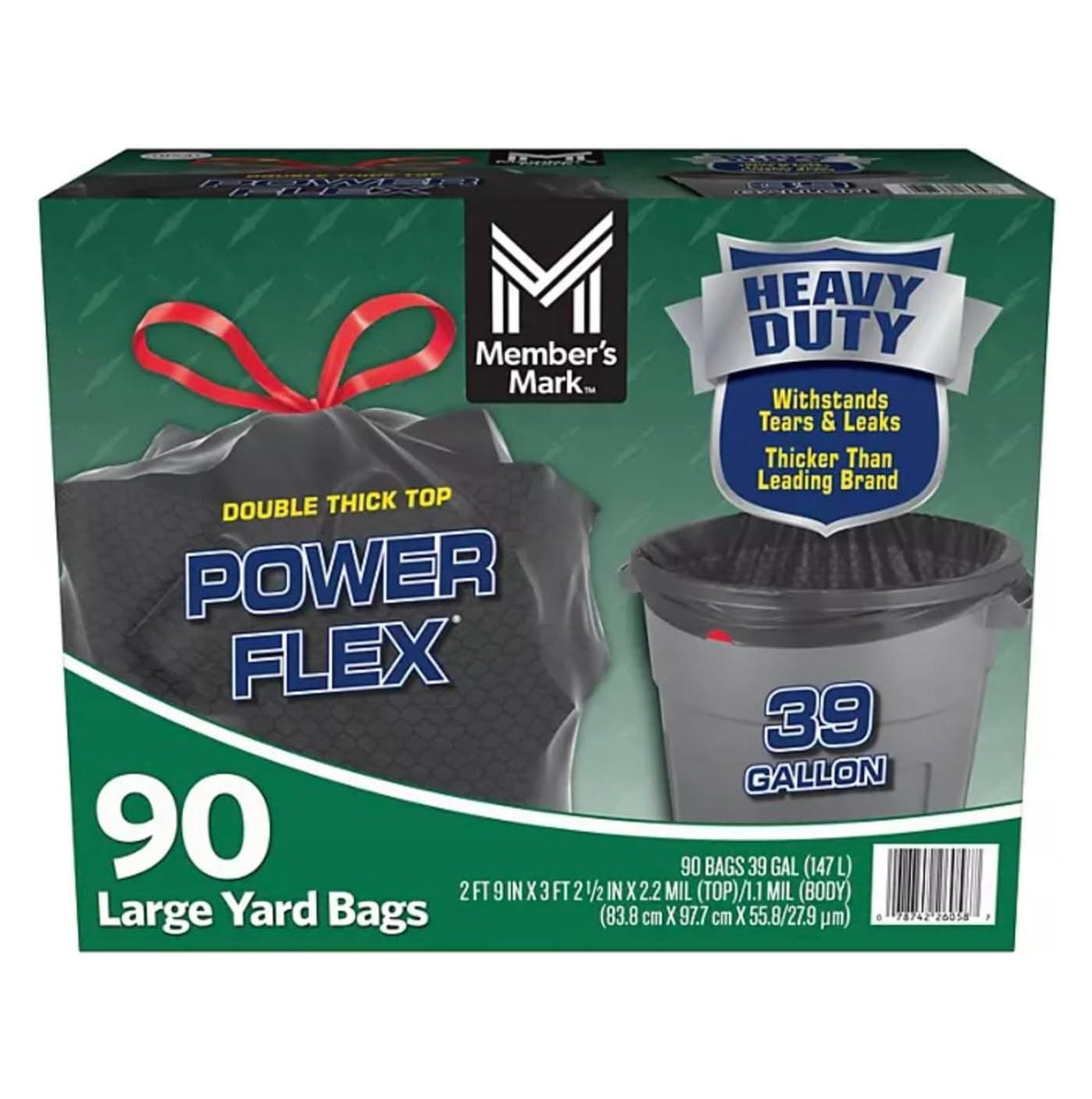 Heavy Duty 39-Gallon Yard Trash Bags, Unscented, 90 ct.