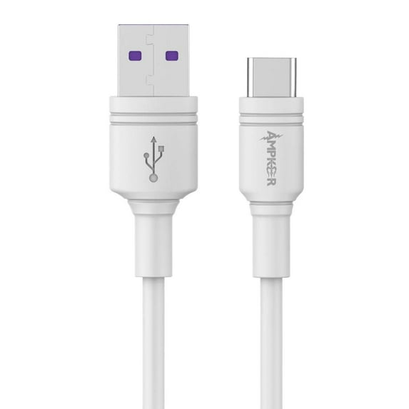 Heavy Duty 3A High Powered (Fast Charging Data Transfer) Type-C to USB Cable for Motorola Moto G Play, G Stylus, G Power, One 5G, Edge - 5 Feet - White